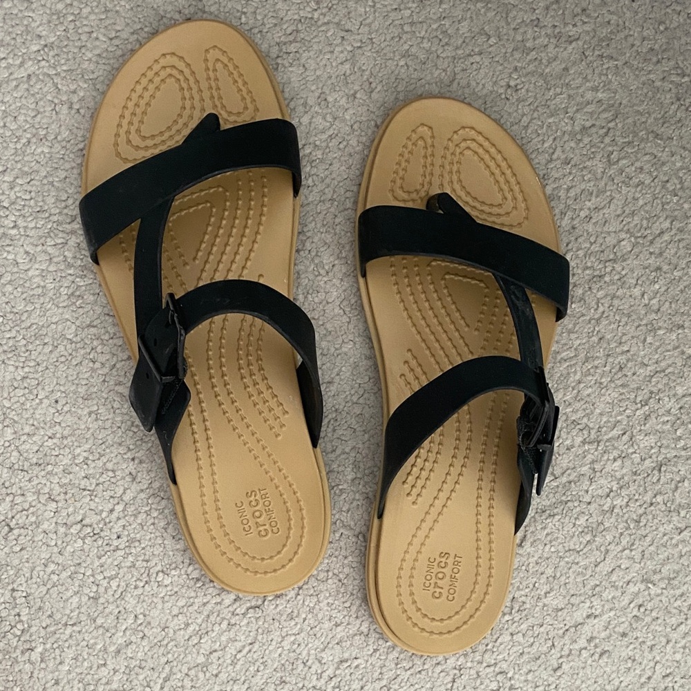 CROCS Black and Tan Women's Sandals